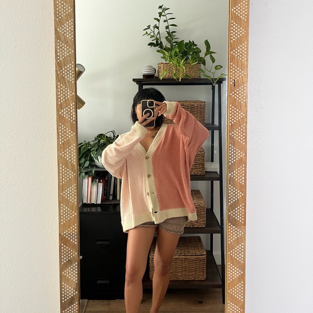 By Together Blush and Cream Knit Cardigan